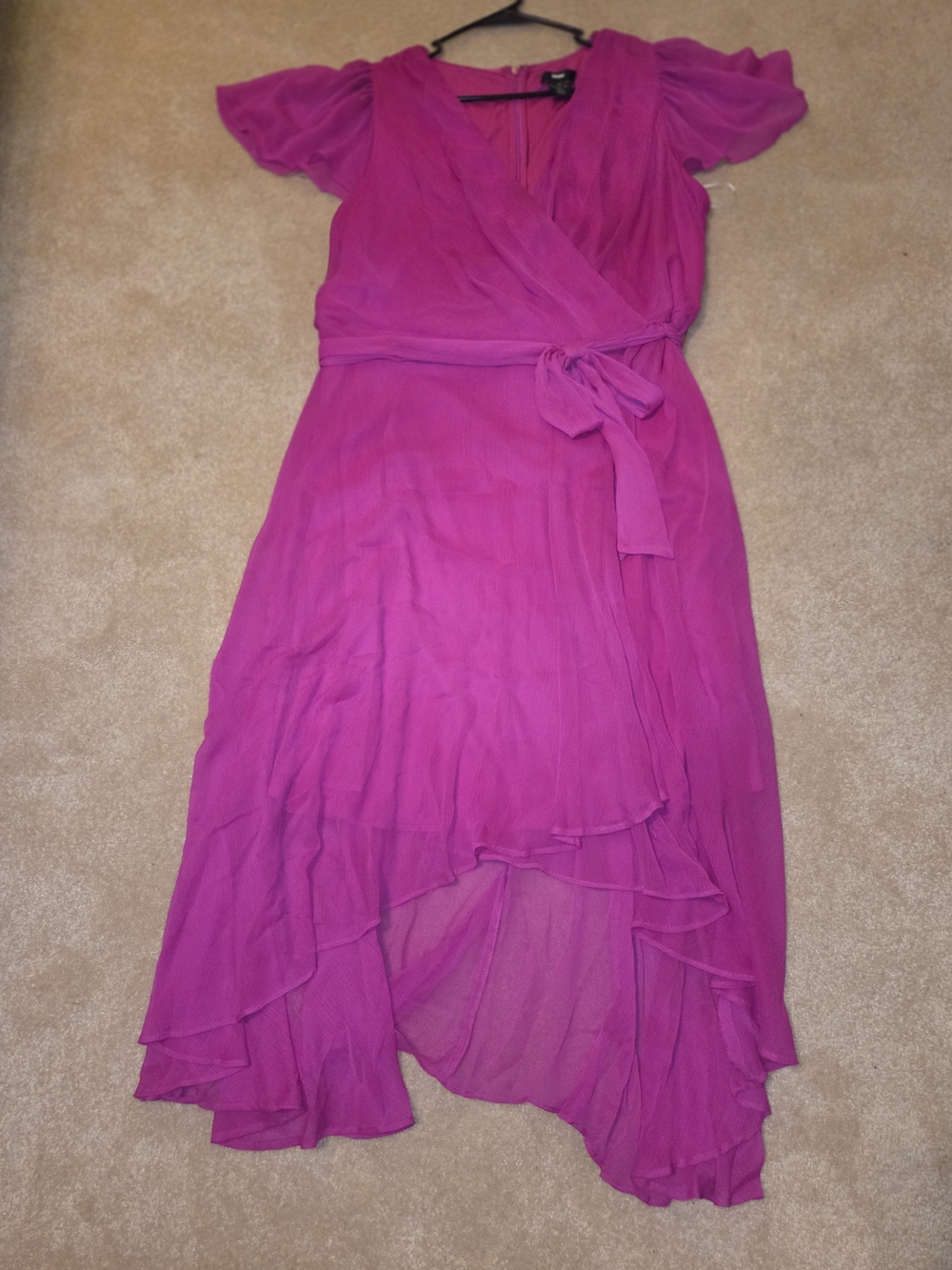 DKNY Fuchsia High-Low Wrap Dress